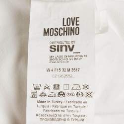 Love Moschino White Logo Embossed Cotton Crew Neck T-Shirt M