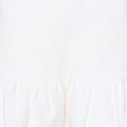 Love Moschino White Textured Cotton Pleated Bottom Mini Skirt M