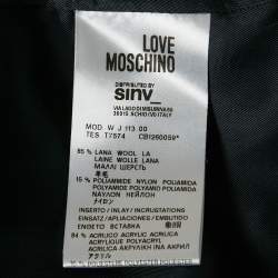 Love Moschino Navy Blue Wool Faux Fur Detail Double Breasted Coat S