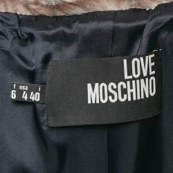 Love Moschino Navy Blue Wool Faux Fur Detail Double Breasted Coat S
