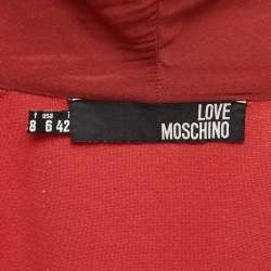 Pre Owned Love Moschino Red Applique Detail Cotton Zip-Up Hoodie M