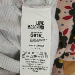 Pre Owned Love Moschino Pink Floral Print Cotton Jersey Mini Dress S