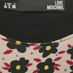 Pre Owned Love Moschino Pink Floral Print Cotton Jersey Mini Dress S