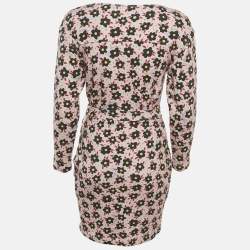 Pre Owned Love Moschino Pink Floral Print Cotton Jersey Mini Dress S