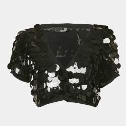Love Moschino Black Sequined Knit Short Sleeve Cardigan L