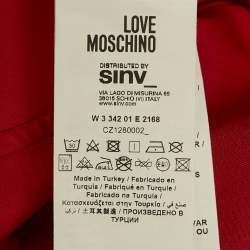Love Moschino Red Logo Print Jersey Zip-Up Hoodie S