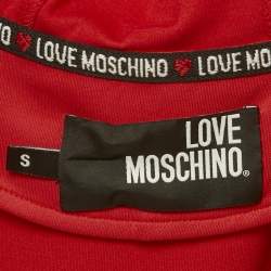 Love Moschino Red Logo Print Jersey Zip-Up Hoodie S