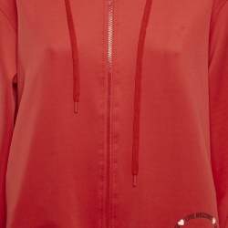 Love Moschino Red Logo Print Jersey Zip-Up Hoodie S