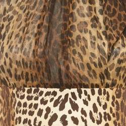 Love Moschino Brown Leopard Printed Cotton & Silk Halterneck Dress M