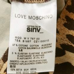 Love Moschino Brown Leopard Printed Cotton & Silk Halterneck Dress M