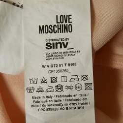 Pre Owned Love Moschino Peach Pink Star Applique Crepe Midi Dress M