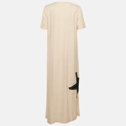 Pre Owned Love Moschino Peach Pink Star Applique Crepe Midi Dress M