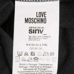 Pre Owned Love Moschino Black Cotton Knit Applique Sweatshirt M