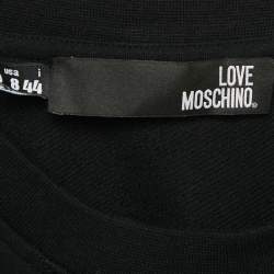 Pre Owned Love Moschino Black Cotton Knit Applique Sweatshirt M