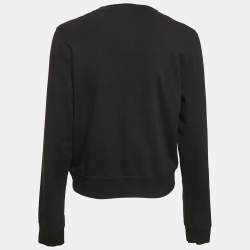 Pre Owned Love Moschino Black Cotton Knit Applique Sweatshirt M