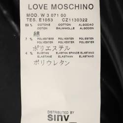 Pre Owned Love Moschino Black Jersey Nylon Hoodie Jacket M