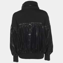 Pre Owned Love Moschino Black Jersey Nylon Hoodie Jacket M