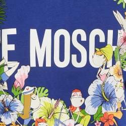 Pre Owned Love Moschino Blue Printed Cotton Crew Neck Sweatshirt M