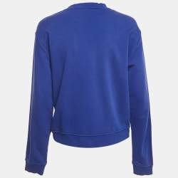 Pre Owned Love Moschino Blue Printed Cotton Crew Neck Sweatshirt M