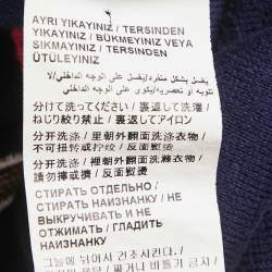 Pre Owned Love Moschino Navy Blue Cotton Logo Sequin Detail Button Front Cardigan L