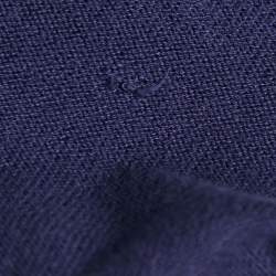 Pre Owned Love Moschino Navy Blue Cotton Logo Sequin Detail Button Front Cardigan L