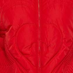 Pre Owned Love Moschino Red Quilted Nylon Zip Up Jacket M