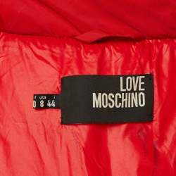 Pre Owned Love Moschino Red Quilted Nylon Zip Up Jacket M