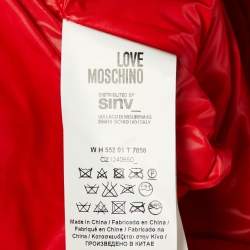 Pre Owned Love Moschino Red Quilted Nylon Zip Up Jacket M