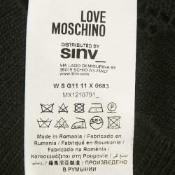 Pre Owned Love Moschino Black Patterned Knit Heart Patch Detail Sweater S