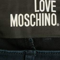 Pre Owned Love Moschino Dark Blue Distressed Denim Skinny Jeans S Waist 26"