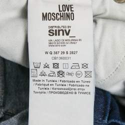 Pre Owned Love Moschino Dark Blue Love Moschino Print Denim Stretch Skinny Fit Jeans L Waist 31"
