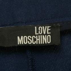 Pre Owned Love Moschino Navy Blue Cotton Bled Wide Leg Trousers S