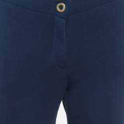 Pre Owned Love Moschino Navy Blue Cotton Bled Wide Leg Trousers S