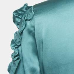 Pre Owned Love Moschino Blue Silk Ruffled Shirt S