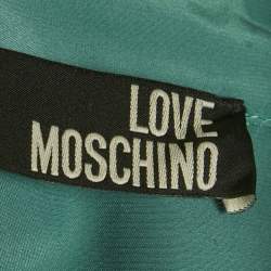 Pre Owned Love Moschino Blue Silk Ruffled Shirt S