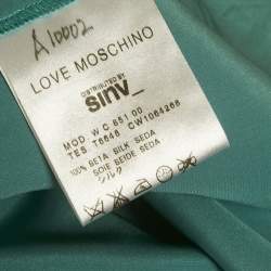 Pre Owned Love Moschino Blue Silk Ruffled Shirt S
