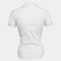 مملوكة مسبقًا Love Moschino White Beaded Cotton Shirt S