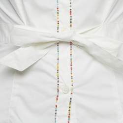 مملوكة مسبقًا Love Moschino White Beaded Cotton Shirt S