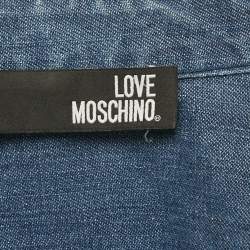 Pre Owned Love Moschino Blue Striped Denim Button Front Shirt S