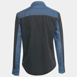 Pre Owned Love Moschino Blue Striped Denim Button Front Shirt S