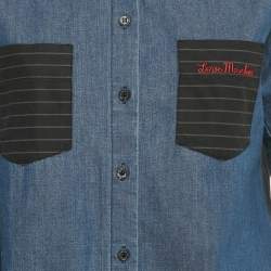 Pre Owned Love Moschino Blue Striped Denim Button Front Shirt S