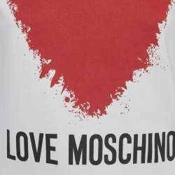 مملوكة مسبقًا Love Moschino White Heart Print Cotton Sweatshirt S