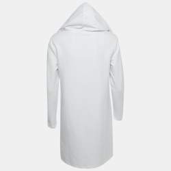Pre Owned Love Moschino White Printed Cotton Hoodie Dress S