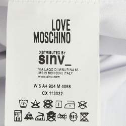 Pre Owned Love Moschino White Printed Cotton Hoodie Dress S