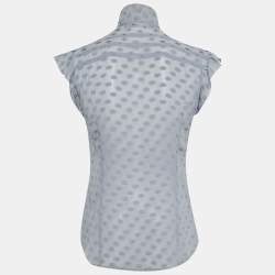 Pre Owned Love Moschino Lavender Fil Coupe Silk Frill Detail Sheer Top S