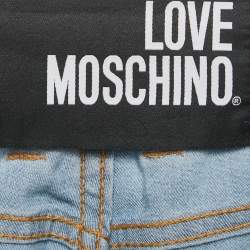 Pre Owned Love Moschino Blue Embroidered Denim Jeans S Waist 30"