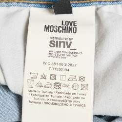 Pre Owned Love Moschino Blue Embroidered Denim Jeans S Waist 30"