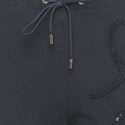 Pre Owned Love Moschino Blue Love Applique Cotton Knit Sweat Pants S