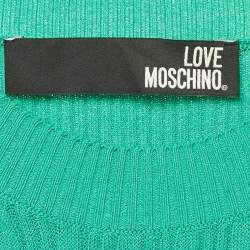 Pre Owned Love Moschino Green Knit Belted Midi Dress L