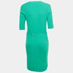 Pre Owned Love Moschino Green Knit Belted Midi Dress L
